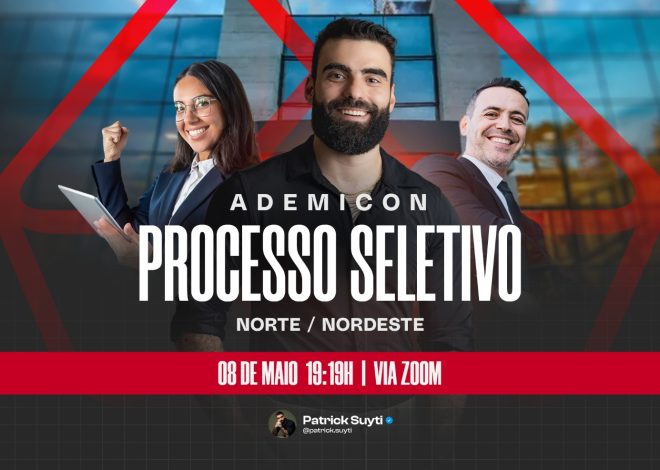 Patrick Suyti realiza seletiva online e gratuita para contratação de Consultores e Gestores nas Unidades de Negócios Ademicon do Norte e Nordeste com o método M15
